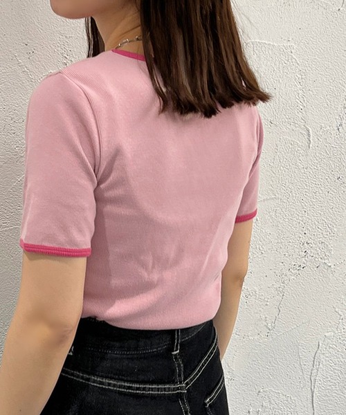 apres jour mignon（アプレジュールミニョン）の「カラーリンガーT【ZOZOTOWN限定アイテム】（Tシャツ/カットソー・レディース・グリーン/ピンク/オレンジ・X-LARGE/フリー）」の12枚目の写真
