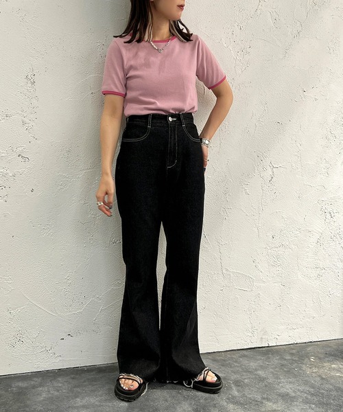apres jour mignon（アプレジュールミニョン）の「カラーリンガーT【ZOZOTOWN限定アイテム】（Tシャツ/カットソー・レディース・グリーン/ピンク/オレンジ・X-LARGE/フリー）」の13枚目の写真