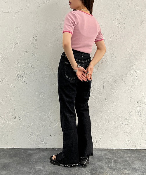 apres jour mignon（アプレジュールミニョン）の「カラーリンガーT【ZOZOTOWN限定アイテム】（Tシャツ/カットソー・レディース・グリーン/ピンク/オレンジ・X-LARGE/フリー）」の14枚目の写真