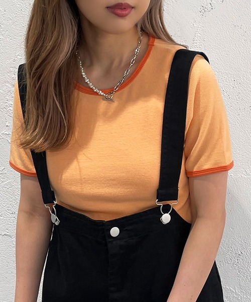 apres jour mignon（アプレジュールミニョン）の「カラーリンガーT【ZOZOTOWN限定アイテム】（Tシャツ/カットソー・レディース・グリーン/ピンク/オレンジ・X-LARGE/フリー）」の15枚目の写真