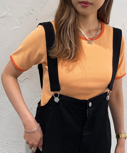 apres jour mignon（アプレジュールミニョン）の「カラーリンガーT【ZOZOTOWN限定アイテム】（Tシャツ/カットソー・レディース・グリーン/ピンク/オレンジ・X-LARGE/フリー）」の16枚目の写真