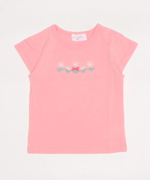 Will Mery（ウイルメリィ）の「チュールハナモチーフＴシャツ（Tシャツ/カットソー・キッズ・ブルー/ローズ・90/100/120/110/130）」の2枚目の写真