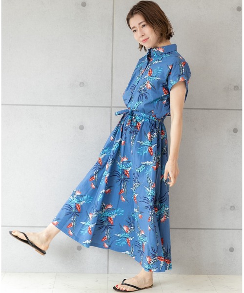 PREFERIR(プレフェリール)の「エスニック プリント アロハシャツ ワンピース(シャツワンピース・レディース・ブルー/ネイビー・LARGE/MEDIUM/SMALL)」の9枚目の写真