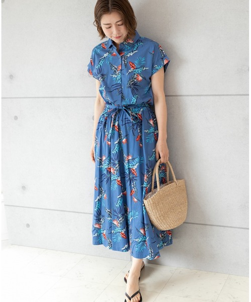 PREFERIR(プレフェリール)の「エスニック プリント アロハシャツ ワンピース(シャツワンピース・レディース・ブルー/ネイビー・LARGE/MEDIUM/SMALL)」の14枚目の写真