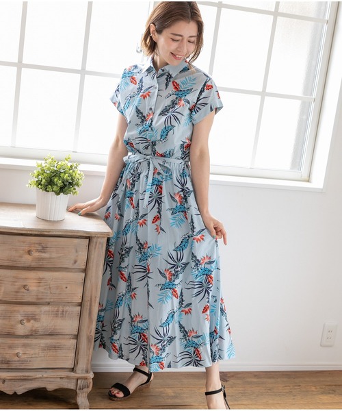 PREFERIR(プレフェリール)の「エスニック プリント アロハシャツ ワンピース(シャツワンピース・レディース・ブルー/ネイビー・LARGE/MEDIUM/SMALL)」の21枚目の写真