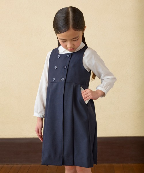 ミキハウス　紺色ジャンパースカート　お受験　面接　フォーマル 面接】ジャンパースカート（ボックスプリーツ）（スーツスカート