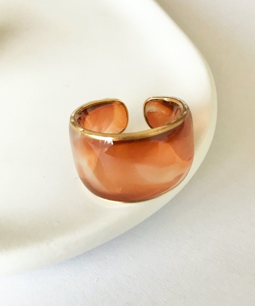 The Rule(ザルール)の「The Rule ザルール:UNCHANGED staple ring:マーブル柄オープンワイドリング(リング・レディース・ベージュ/ブラウン/グリーン/ブルー/アイボリー・FREE)」の12枚目の写真
