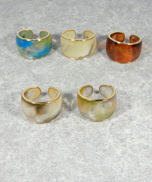 The Rule(ザルール)の「The Rule ザルール:UNCHANGED staple ring:マーブル柄オープンワイドリング(リング・レディース・ベージュ/ブラウン/グリーン/ブルー/アイボリー・FREE)」の16枚目の写真