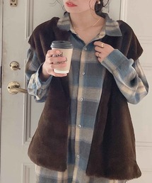 AS KNOW AS plus | ♪さらりと フェイクファーベスト　【2022AWアイテム】(ベスト)