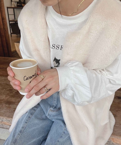 AS KNOW AS plus（アズノゥアズプラス）の「♪さらりと フェイクファーベスト　【2022AWアイテム】（ベスト・レディース・ベージュ/ブラウン/ピンク/アイボリー・FREE）」の2枚目の写真