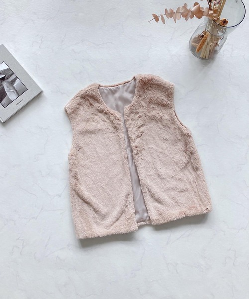 AS KNOW AS plus（アズノゥアズプラス）の「♪さらりと フェイクファーベスト　【2022AWアイテム】（ベスト・レディース・ベージュ/ブラウン/ピンク/アイボリー・FREE）」の9枚目の写真