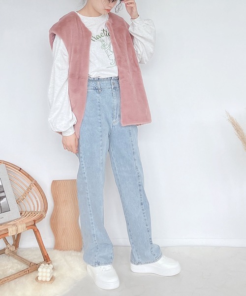 AS KNOW AS plus（アズノゥアズプラス）の「♪さらりと フェイクファーベスト　【2022AWアイテム】（ベスト・レディース・ベージュ/ブラウン/ピンク/アイボリー・FREE）」の17枚目の写真