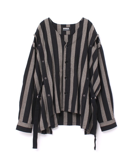 RNA（アールエヌエー）の「B2731【シャツ＆ベストセット】2Wayストライプシャツ（シャツ/ブラウス・レディース・ブラック/グリーン/レッド・MEDIUM）」の10枚目の写真
