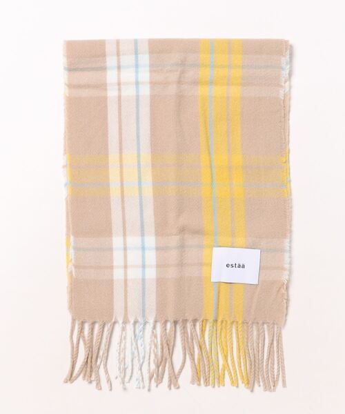 estaa(エスタ)の「とろーりマフラー ”カジュアルチェック”(マフラー・レディース・オフホワイト/サックスブルー/キャメル/ダークブルー/ネイビー×ホワイト/アイボリー/ブラウン/ブラック×ホワイト/ライトオレンジ系/ネイビー/ピンク/グレー×サックスブルー/オートミール/サンドベージュ/ミント/ライトグレー/グレー/インディゴブルー/ベージュ・FREE)」の10枚目の写真