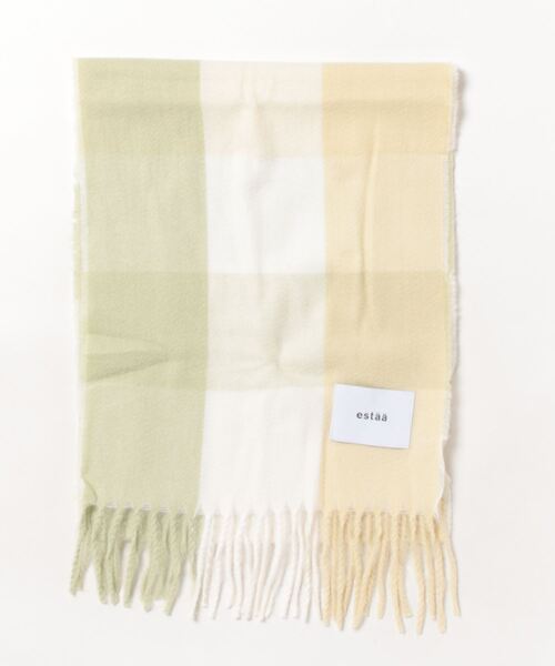 estaa(エスタ)の「とろーりマフラー ”カジュアルチェック”(マフラー・レディース・オフホワイト/サックスブルー/キャメル/ダークブルー/ネイビー×ホワイト/アイボリー/ブラウン/ブラック×ホワイト/ライトオレンジ系/ネイビー/ピンク/グレー×サックスブルー/オートミール/サンドベージュ/ミント/ライトグレー/グレー/インディゴブルー/ベージュ・FREE)」の14枚目の写真