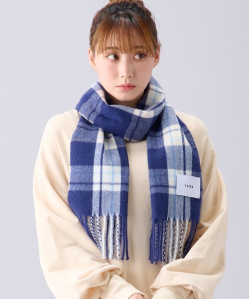estaa(エスタ)の「とろーりマフラー ”カジュアルチェック”(マフラー・レディース・オフホワイト/サックスブルー/キャメル/ダークブルー/ネイビー×ホワイト/アイボリー/ブラウン/ブラック×ホワイト/ライトオレンジ系/ネイビー/ピンク/グレー×サックスブルー/オートミール/サンドベージュ/ミント/ライトグレー/グレー/インディゴブルー/ベージュ・FREE)」の17枚目の写真