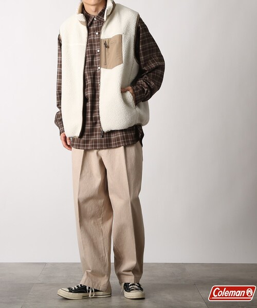 COLEMAN(コールマン)の「◆【Coleman/コールマン別注】ボアフリースベスト(ベスト・メンズ・アイボリー/ネイビー系5/パープル系・02/03)」の16枚目の写真