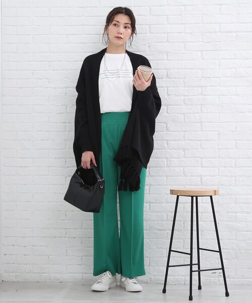 SHOO・LA・RUE(シューラルー)の「◆体系カバーが叶う!フリンジ ポンチョ カーディガン(ポンチョ・レディース・ブラック/ダークグリーン/ライトベージュ/ダークオレンジ・00)」の16枚目の写真