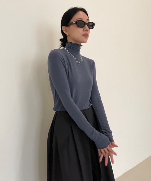 Didot.showroom(ディドット ショールーム)の「ウール混メロータートルネックT(Tシャツ/カットソー・レディース・ベージュ/ホワイト/ブラック/ブルーグレー/グリーン・FREE)」の3枚目の写真