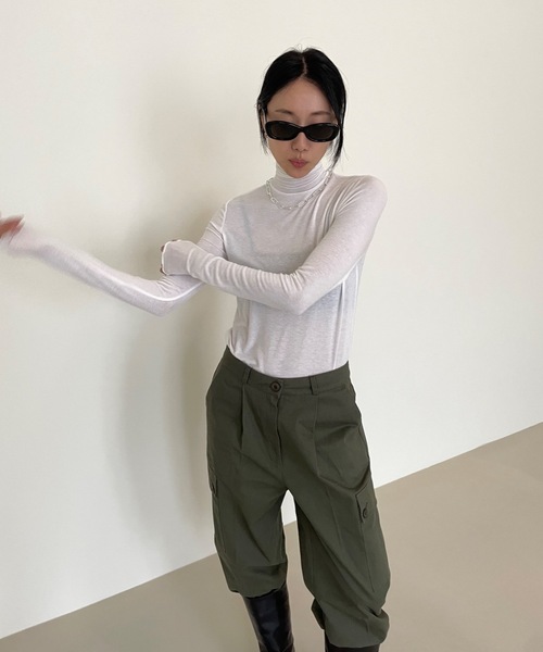 Didot.showroom(ディドット ショールーム)の「ウール混メロータートルネックT(Tシャツ/カットソー・レディース・ベージュ/ホワイト/ブラック/ブルーグレー/グリーン・FREE)」の10枚目の写真