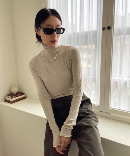 Didot.showroom(ディドット ショールーム)の「ウール混メロータートルネックT(Tシャツ/カットソー・レディース・ベージュ/ホワイト/ブラック/ブルーグレー/グリーン・FREE)」の14枚目の写真
