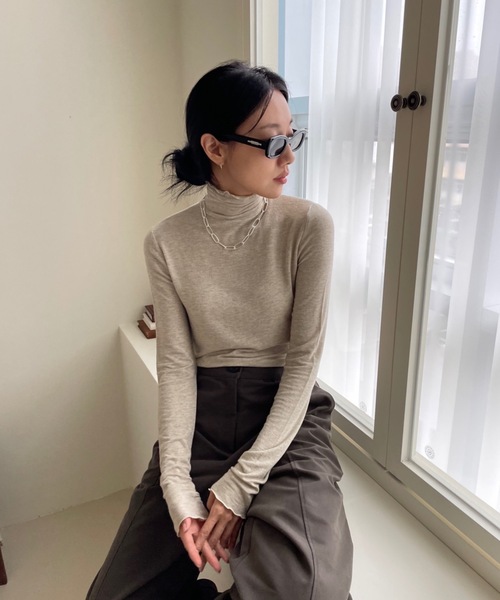Didot.showroom(ディドット ショールーム)の「ウール混メロータートルネックT(Tシャツ/カットソー・レディース・ベージュ/ホワイト/ブラック/ブルーグレー/グリーン・FREE)」の16枚目の写真