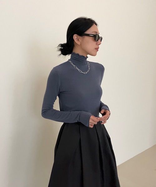 Didot.showroom(ディドット ショールーム)の「ウール混メロータートルネックT(Tシャツ/カットソー・レディース・ベージュ/ホワイト/ブラック/ブルーグレー/グリーン・FREE)」の19枚目の写真