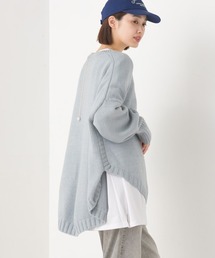 ウールアルパカ混裾ラウンドプルオーバーニット