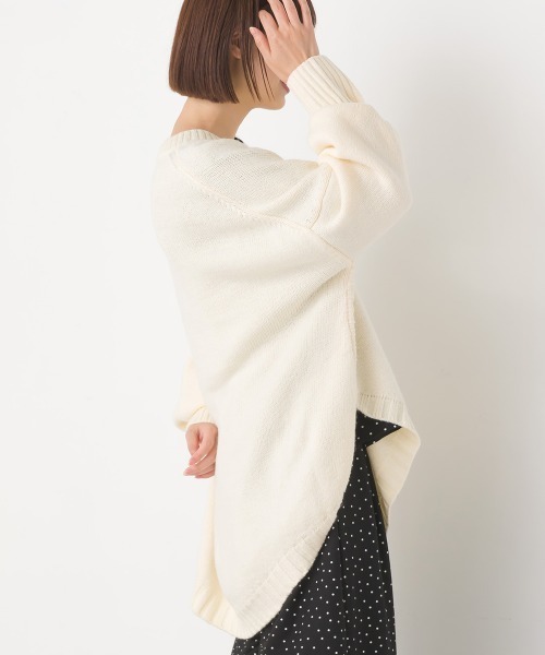 OMNES（オムネス）の「ウールアルパカ混裾ラウンドプルオーバーニット（ニット/セーター・レディース・イエロー/サックスブルー/アイボリー/ブラック・FREE）」の6枚目の写真