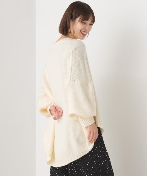 OMNES（オムネス）の「ウールアルパカ混裾ラウンドプルオーバーニット（ニット/セーター・レディース・イエロー/サックスブルー/アイボリー/ブラック・FREE）」の9枚目の写真