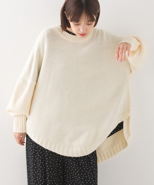 OMNES（オムネス）の「ウールアルパカ混裾ラウンドプルオーバーニット（ニット/セーター・レディース・イエロー/サックスブルー/アイボリー/ブラック・FREE）」の10枚目の写真