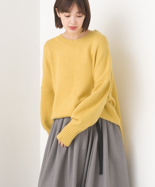OMNES（オムネス）の「ウールアルパカ混裾ラウンドプルオーバーニット（ニット/セーター・レディース・イエロー/サックスブルー/アイボリー/ブラック・FREE）」の17枚目の写真