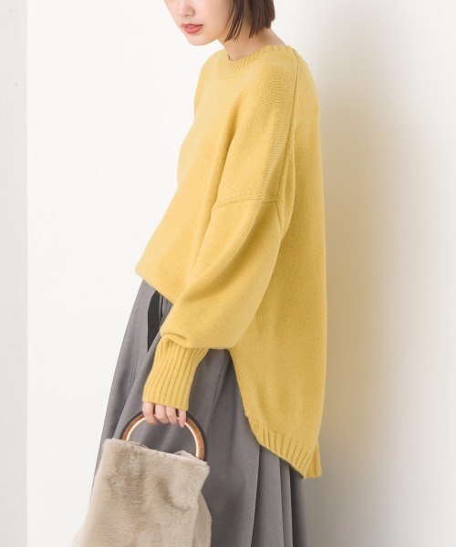 OMNES（オムネス）の「ウールアルパカ混裾ラウンドプルオーバーニット（ニット/セーター・レディース・イエロー/サックスブルー/アイボリー/ブラック・FREE）」の18枚目の写真