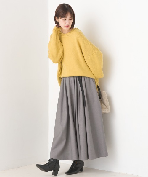 OMNES（オムネス）の「ウールアルパカ混裾ラウンドプルオーバーニット（ニット/セーター・レディース・イエロー/サックスブルー/アイボリー/ブラック・FREE）」の20枚目の写真
