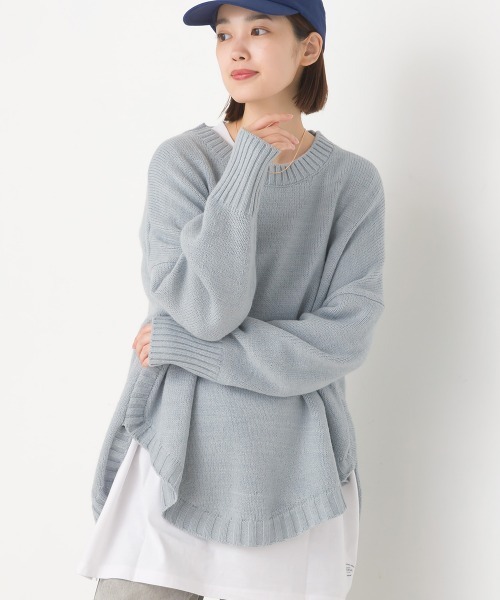 OMNES（オムネス）の「ウールアルパカ混裾ラウンドプルオーバーニット（ニット/セーター・レディース・イエロー/サックスブルー/アイボリー/ブラック・FREE）」の11枚目の写真