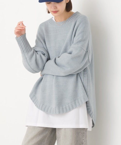 OMNES（オムネス）の「ウールアルパカ混裾ラウンドプルオーバーニット（ニット/セーター・レディース・イエロー/サックスブルー/アイボリー/ブラック・FREE）」の16枚目の写真