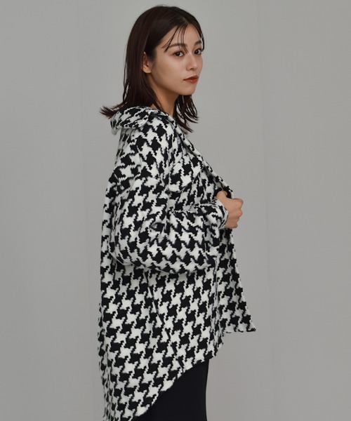 Auntie Rosa（アンティローザ）の「【Shoowtime】千鳥格子柄 シャツ ジャケット houndstooth check Shirt jacket（ブルゾン・レディース・ブラック・FREE）」の2枚目の写真