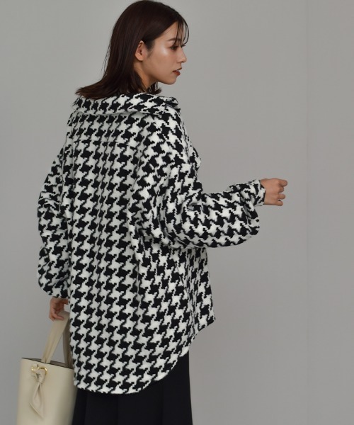Auntie Rosa（アンティローザ）の「【Shoowtime】千鳥格子柄 シャツ ジャケット houndstooth check Shirt jacket（ブルゾン・レディース・ブラック・FREE）」の6枚目の写真
