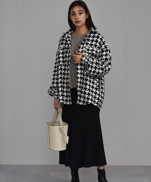 Auntie Rosa（アンティローザ）の「【Shoowtime】千鳥格子柄 シャツ ジャケット houndstooth check Shirt jacket（ブルゾン・レディース・ブラック・FREE）」の10枚目の写真