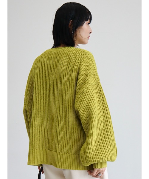 Green　Parks（グリーンパークス）の「モールヤーン袖ボリュームプルオーバー（ニット/セーター・レディース・ダークグレー/レッド/オフホワイト/サックスブルー/ライトグリーン・FREE）」の7枚目の写真