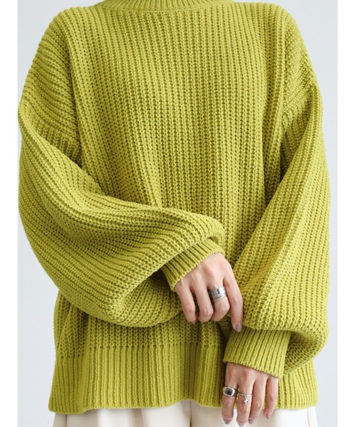 Green　Parks（グリーンパークス）の「モールヤーン袖ボリュームプルオーバー（ニット/セーター・レディース・ダークグレー/レッド/オフホワイト/サックスブルー/ライトグリーン・FREE）」の11枚目の写真