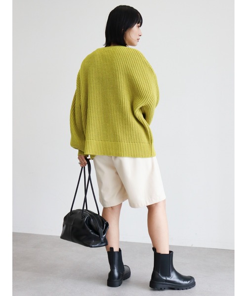 Green　Parks（グリーンパークス）の「モールヤーン袖ボリュームプルオーバー（ニット/セーター・レディース・ダークグレー/レッド/オフホワイト/サックスブルー/ライトグリーン・FREE）」の10枚目の写真