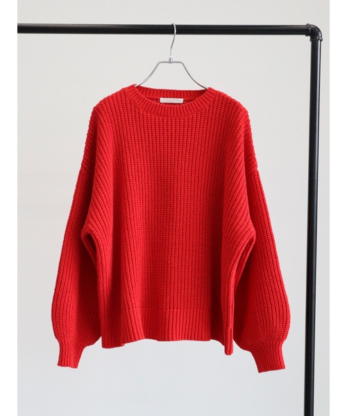 Green　Parks（グリーンパークス）の「モールヤーン袖ボリュームプルオーバー（ニット/セーター・レディース・ダークグレー/レッド/オフホワイト/サックスブルー/ライトグリーン・FREE）」の20枚目の写真