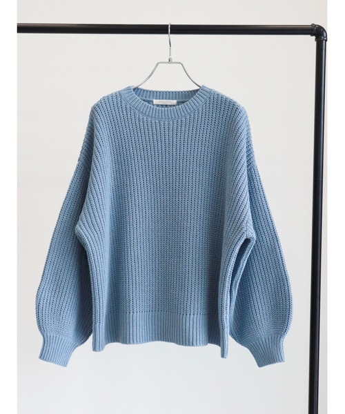 Green　Parks（グリーンパークス）の「モールヤーン袖ボリュームプルオーバー（ニット/セーター・レディース・ダークグレー/レッド/オフホワイト/サックスブルー/ライトグリーン・FREE）」の21枚目の写真