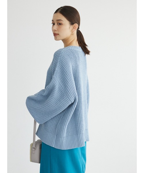 Green　Parks（グリーンパークス）の「モールヤーン袖ボリュームプルオーバー（ニット/セーター・レディース・ダークグレー/レッド/オフホワイト/サックスブルー/ライトグリーン・FREE）」の18枚目の写真