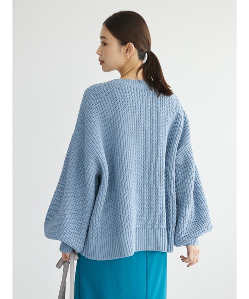 Green　Parks（グリーンパークス）の「モールヤーン袖ボリュームプルオーバー（ニット/セーター・レディース・ダークグレー/レッド/オフホワイト/サックスブルー/ライトグリーン・FREE）」の19枚目の写真
