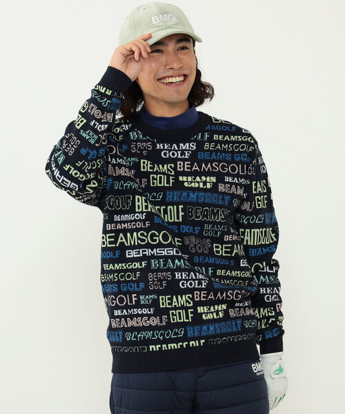 BEAMS GOLF 総柄 マルチカラー ニット MEN〉BEAMS GOLF ORANGE LABEL / 総柄 マルチカラー ニット