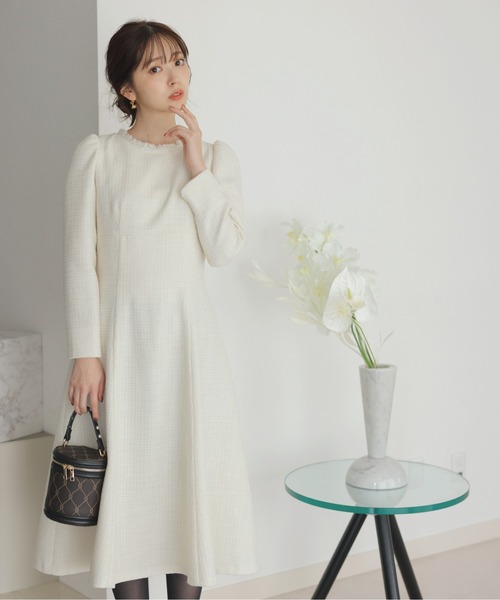 PROPORTION BODY DRESSING(プロポーションボディドレッシング)の「ツイードフレアワンピース / 1212240100(ワンピース・レディース・ダークグレー/オフホワイト・MEDIUM/SMALL/X-SMALL)」の2枚目の写真