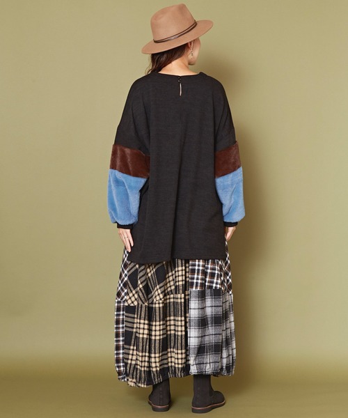 チャイハネ（チャイハネ）の「【チャイハネ】チェックパッチワークバルーンスカート（スカート・レディース・ブラック/イエロー・FREE）」の9枚目の写真