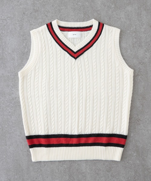 BRICK & SONS(ブリックアンドサンズ)の「チルデンニットベスト(ベスト・メンズ・オフホワイト/ネイビー/ブラウン・M/L/XL)」の2枚目の写真